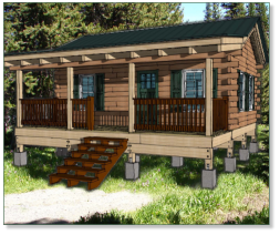 One Bedroom Hunting Cabin Elevation